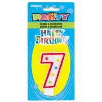 NUMERAL 7 GLITTER CANDLE WITH CAKE DECOR (Pack of 6)