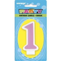 Number 1 Birthday Candle Pink - Pack of 6