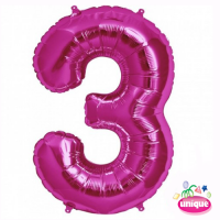 34" Pink Number 3 foil balloon