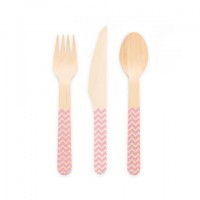 Wooden Cutlery FSC – Pink 18 PCS 