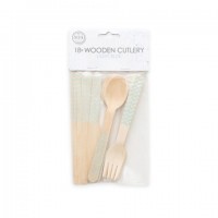 Wooden Cutlery FSC – Light Blue 18 PCS 