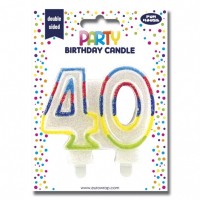 40th Rainbow Border Candle (Box of 6)