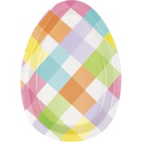 Eggcellent Easter Egg Shaped Plates 8ct