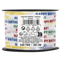Happy Birthday Printed Curling Ribbon - 220yds