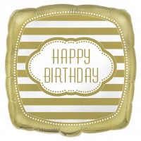 18" Foil Square Balloon Packaged - Golden Birthday