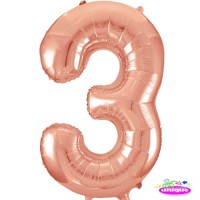 34" Rose Gold Number 3 foil balloon