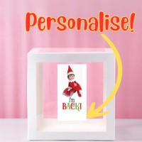 Personalise me! Girl Elf I'm Back Transparent Balloon Box 30x30x30cm White