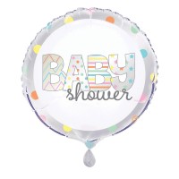 Baby Shower Silver, White and Multi Coloured 18" Foil Balloon 