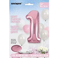 34" Lovely Pink Number 1 Foil Balloon