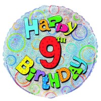 Happy 9th Birthday 18" Prism Foil Balloon