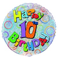 Happy 10th Birthday Prismatic 18" Foil Balloon