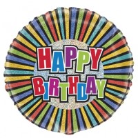 Happy Birthday Colourful Lines 18" Foil Balloon