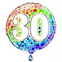 Age 30 - Rainbow Stars  - 18" Foil Balloon
