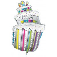 Happy Birthday Cake 40in  Foil Balloon
