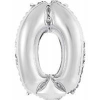 14" Silver Numeral 0 Foil Balloon