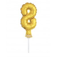 5" Gold Numeral 8 Balloon Cake Topper
