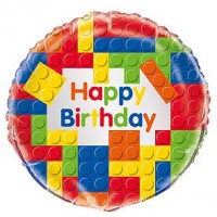 Building Blocks Happy Birthday 18" Foil Balloon