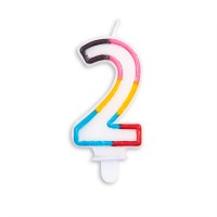 Numeral 2 Multicolour Candle (Box of 12)