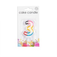 Numeral 3 Multicolour Candle (Box of 12)