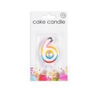 Numeral 6 Multicolour Candle (Box of 12)