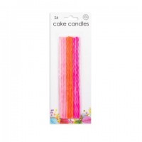24 Extra Long Pink Cake Candles