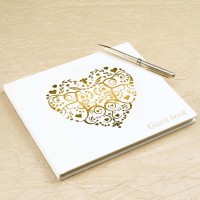 Vintage Romance Guest Book - Ivory & Gold 1ct