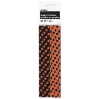 Orange& Black Dot Paper Straws - 2 Designs 10CT.