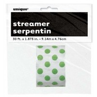Lime Green. Dots Crepe Streamer 30 Ft.