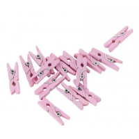 Mini Pegs Wood Pink 24ct