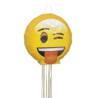 3D Pull Piñata - emoji Wink - 16"H x 16"W