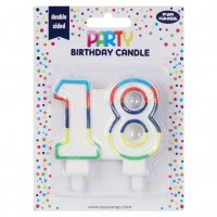 18th Rainbow Border Candle (Box of 6)