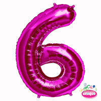 34" Pink Number 6 foil balloon