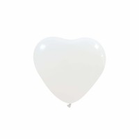 White Superior Heart 6" Latex Balloon 100Ct