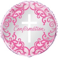 Fancy Pink Cross Confirmation - 18" Foil Balloon