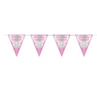 Pink First Holy Communion Flag Banner 9ft