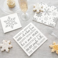 Silver & Gold Holiday Snowflakes Napkins 16ct