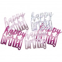 Pink/Silver Glitz Foil Happy Birthday Confetti 0.5 oz