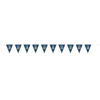 Blue/Silver Glitz Foil Prism Age 50 Flag Banner 9FT