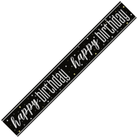 Black/Silver Glitz Foil Happy Birthday Banner 9FT