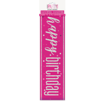 Pink/Silver Glitz Foil Happy Birthday Banner 9FT