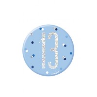 Blue/Silver Glitz Foil Age 13 Badge 3" 1CT