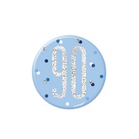Blue/Silver Glitz Foil Age 90 Badge 3" 1CT