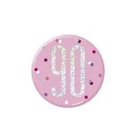 Pink/Silver Glitz Foil Age 90 Badge 3" 1CT