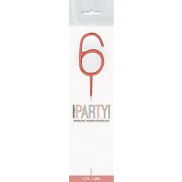 Rose Gold Glitz Party Sparklers - Numeral 6