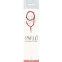 Rose Gold Glitz Party Sparklers - Numeral 9