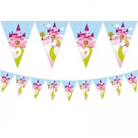 Pink Unicorn Party Triangle Flag Banner 1ct
