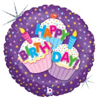 Happy Birthday Cupcake 18" Foil Balloon 