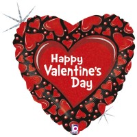 Valentine Black Red Hearts 18" Foil Balloon 