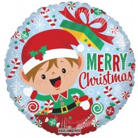 Merry Christmas Elf 18" Foil Ballon (Packed)