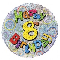 Happy 8th Birthday Prismatic 18" foil 